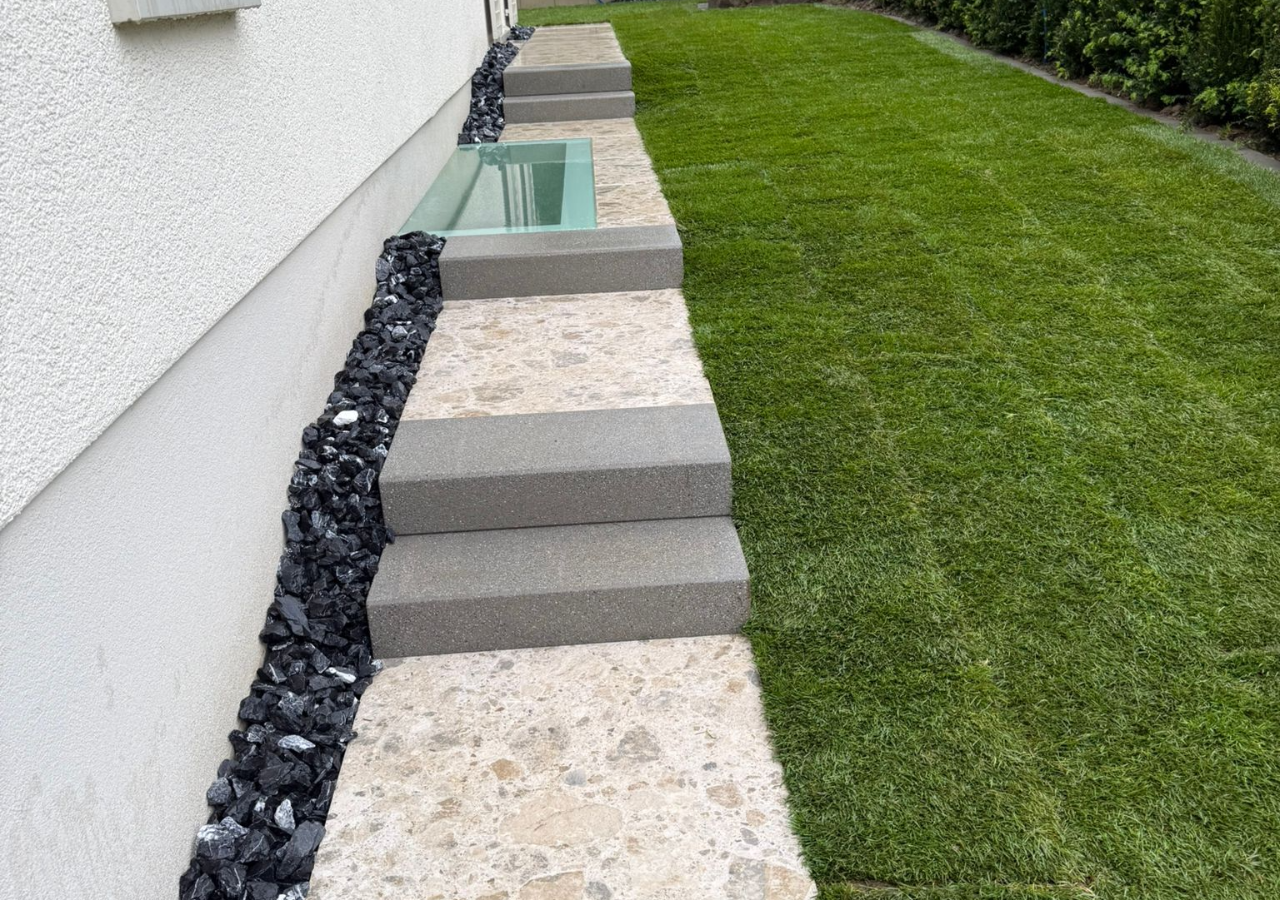 Der Garten nach der Umgestaltung: harmonisch, strukturiert und bereit zum Geniessen.
